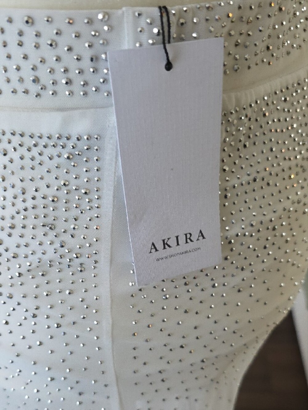 AKIRA White Sheer Maxi Skirt with Beaded Detail - Picture 2 of 5